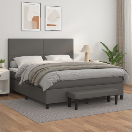 vidaXL Giroletto a Molle con Materasso Grgio 180x200 cm in Similpelle