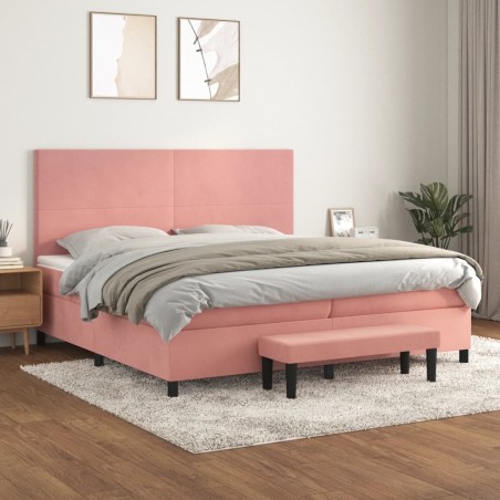vidaXL Giroletto a Molle con Materasso Rosa 200x200 cm in Velluto