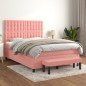 vidaXL Giroletto a Molle con Materasso Rosa 140x190 cm in Velluto