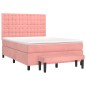 vidaXL Giroletto a Molle con Materasso Rosa 140x190 cm in Velluto
