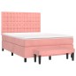 vidaXL Giroletto a Molle con Materasso Rosa 140x200 cm in Velluto