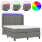 vidaXL Letto a Molle Materasso e LED Grigio Scuro 140x190cm in Tessuto vidaXL Letto a Molle Materasso e LED Grigio Scuro 140x190cm in Tessuto