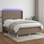 vidaXL Letto a Molle con Materasso e LED Tortora 140x200 cm in Tessuto vidaXL Letto a Molle con Materasso e LED Tortora 140x200 cm in Tessuto