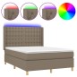 vidaXL Letto a Molle con Materasso e LED Tortora 140x200 cm in Tessuto vidaXL Letto a Molle con Materasso e LED Tortora 140x200 cm in Tessuto