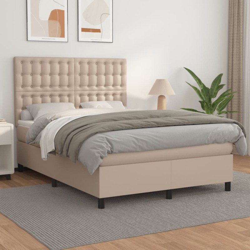vidaXL Giroletto a Molle con Materasso Cappuccino 140x200cm Similpelle