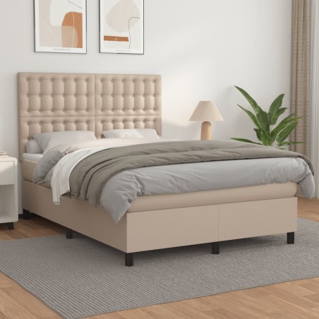 vidaXL Giroletto a Molle con Materasso Cappuccino 140x200cm Similpelle