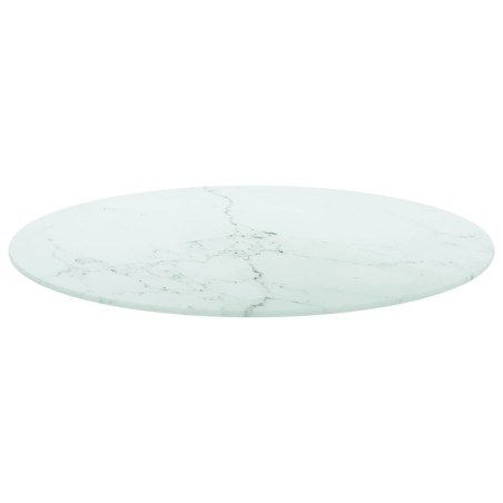 vidaXL Piano per Tavolo Bianco Ø60x0,8 cm Vetro Temperato Design Marmo