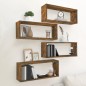 vidaXL Mensole Cubo Parete 4 pz Rovere Fumo 60x15x23 Legno Multistrato vidaXL Mensole Cubo Parete 4 pz Rovere Fumo 60x15x23 Legno Multistrato