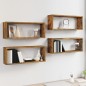 vidaXL Mensole Cubo Parete 4 pz Rovere Fumo 60x15x23 Legno Multistrato vidaXL Mensole Cubo Parete 4 pz Rovere Fumo 60x15x23 Legno Multistrato