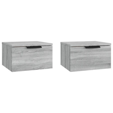 vidaXL Comodini a Muro 2 pz Grigio Sonoma 34x30x20 cm