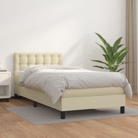 vidaXL Giroletto a Molle con Materasso Crema 80x200 cm in Similpelle