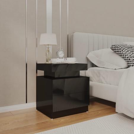 vidaXL Comodino Nero Lucido 45x35x52 cm in Legno Multistrato