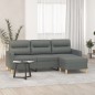 vidaXL Divano a 3 Posti con Poggiapiedi Grigio Scuro 180cm in Tessuto vidaXL Divano a 3 Posti con Poggiapiedi Grigio Scuro 180cm in Tessuto
