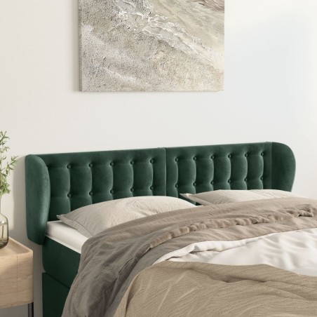 vidaXL Testiera ad Orecchio Verde Scuro 147x23x78/88 cm in Velluto