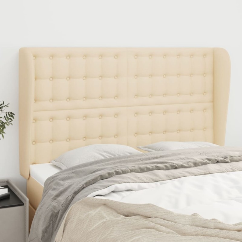 vidaXL Testiera ad Orecchio Crema 147 x 23 x 118/128 cm in Tessuto vidaXL Testiera ad Orecchio Crema 147 x 23 x 118/128 cm in Tessuto