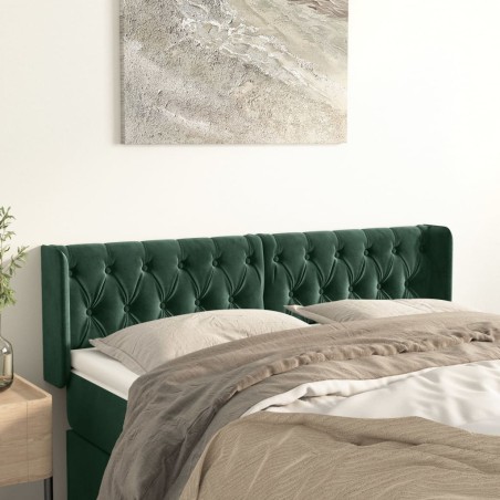 vidaXL Testiera ad Orecchio Verde Scuro 163x16x78/88 cm in Velluto