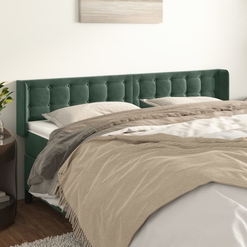 vidaXL Testiera ad Orecchio Verde Scuro 183x16x78/88 cm in Velluto vidaXL Testiera ad Orecchio Verde Scuro 183x16x78/88 cm in Velluto