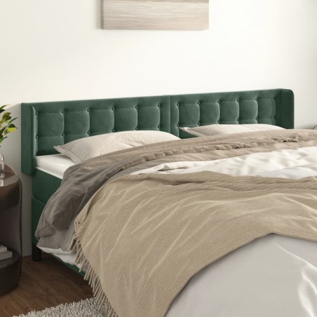 vidaXL Testiera ad Orecchio Verde Scuro 203x16x78/88 cm in Velluto