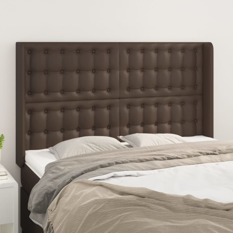 vidaXL Testiera ad Orecchio Marrone 147x16x118/128 cm in Similpelle vidaXL Testiera ad Orecchio Marrone 147x16x118/128 cm in Similpelle