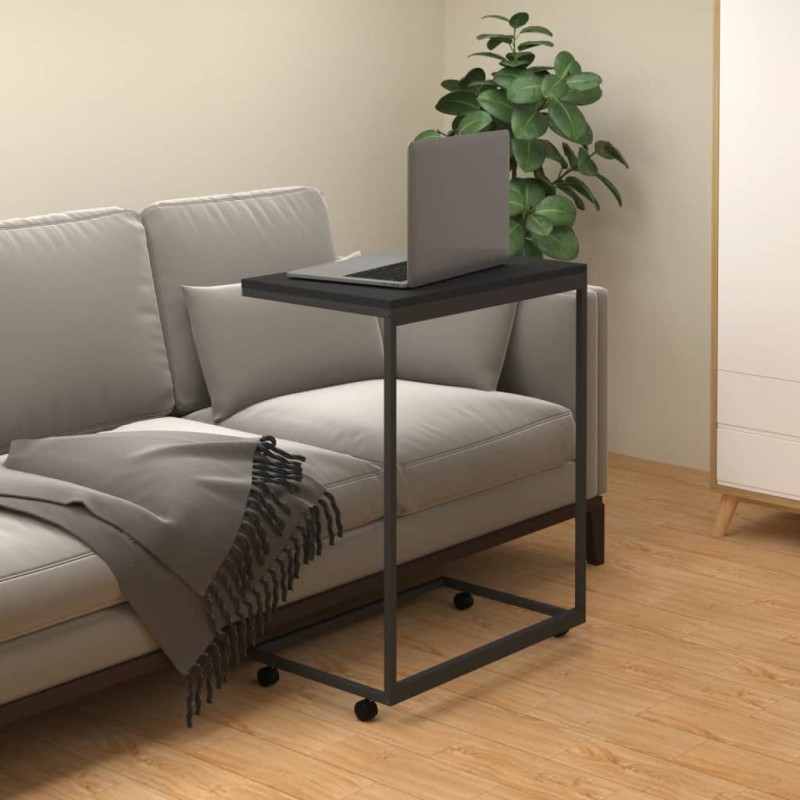 Tavolino con Ruote Nero 55x35x70 cm in Legno Multistrato Tavolino con Ruote Nero 55x35x70 cm in Legno Multistrato