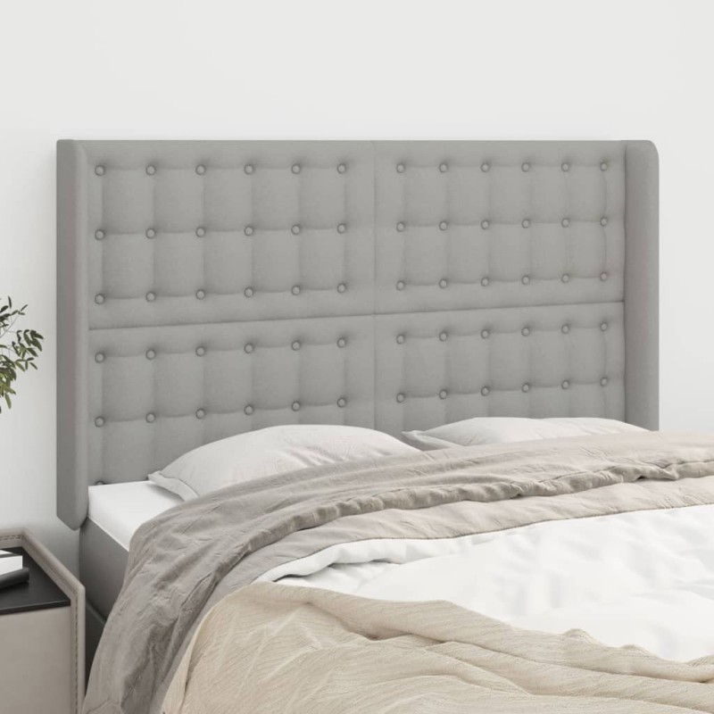 vidaXL Testiera ad Orecchio Grigio Chiaro 147x16x118/128 cm in Tessuto vidaXL Testiera ad Orecchio Grigio Chiaro 147x16x118/128 cm in Tessuto