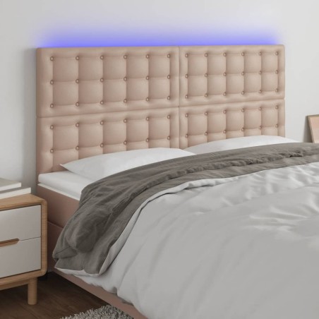 vidaXL Testiera a LED Cappuccino 160x5x118/128 cm in Similpelle