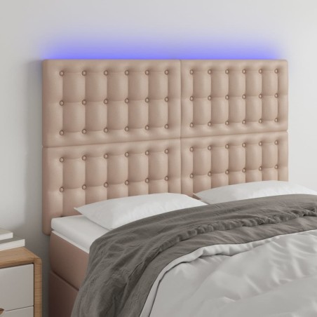 vidaXL Testiera a LED cappuccino 144x5x118/128 cm in Similpelle