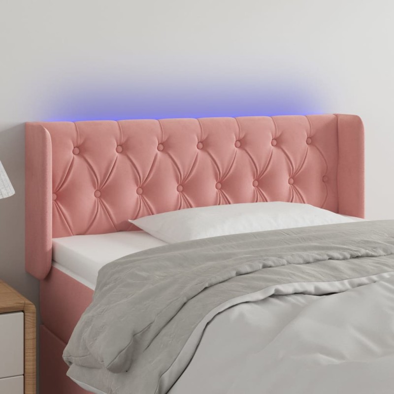 vidaXL Testiera a LED Rosa 103x16x78/88 cm in Velluto vidaXL Testiera a LED Rosa 103x16x78/88 cm in Velluto