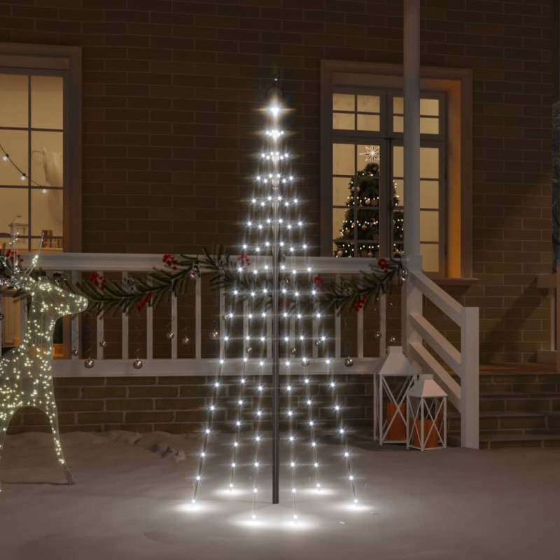 Albero di Natale Pennone Bianco Freddo 108 LED 180 cm Albero di Natale Pennone Bianco Freddo 108 LED 180 cm