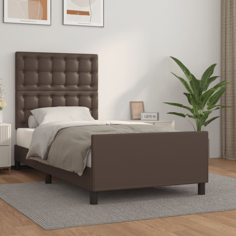 vidaXL Giroletto con Testiera Marrone 80x200 cm in Similpelle vidaXL Giroletto con Testiera Marrone 80x200 cm in Similpelle