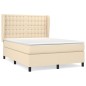vidaXL Giroletto a Molle con Materasso Crema 140x19 cm in Tessuto