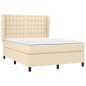 vidaXL Giroletto a Molle con Materasso Crema 140x19 cm in Tessuto