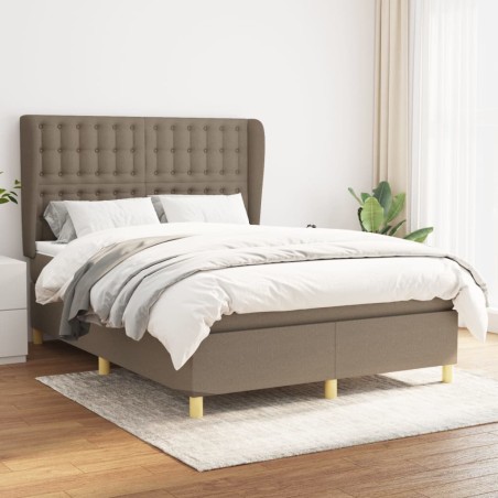 vidaXL Giroletto a Molle con Materasso Tortora 140x190 cm in Tessuto