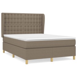 vidaXL Giroletto a Molle con Materasso Tortora 140x190 cm in Tessuto