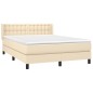 vidaXL Giroletto a Molle con Materasso Crema 140x200 cm in Tessuto