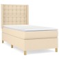 vidaXL Giroletto a Molle con Materasso Crema 100x200 cm in Tessuto