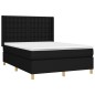 vidaXL Giroletto a Molle con Materasso Nero 140x190 cm in Tessuto