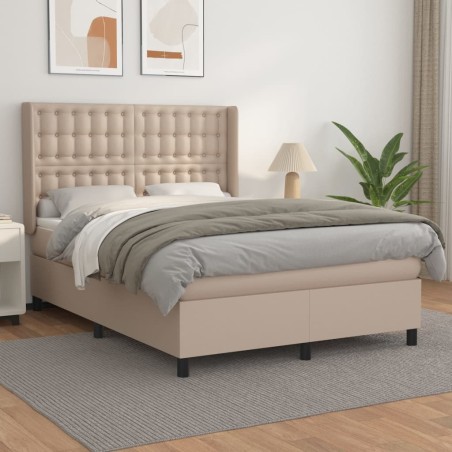 vidaXL Giroletto a Molle con Materasso Cappuccino 140x200cm Similpelle