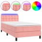 vidaXL Letto a Molle con Materasso e LED Rosa 80x200 cm in Velluto