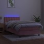 vidaXL Letto a Molle con Materasso e LED Rosa 80x200 cm in Velluto