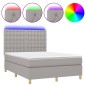 vidaXL Letto a Molle Materasso e LED Grigio Chiaro 140x200 cm Tessuto vidaXL Letto a Molle Materasso e LED Grigio Chiaro 140x200 cm Tessuto