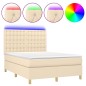 vidaXL Letto a Molle con Materasso e LED Crema 140x200 cm in Tessuto vidaXL Letto a Molle con Materasso e LED Crema 140x200 cm in Tessuto