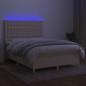 vidaXL Letto a Molle con Materasso e LED Crema 140x200 cm in Tessuto vidaXL Letto a Molle con Materasso e LED Crema 140x200 cm in Tessuto