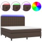 vidaXL Giroletto Molle con Materasso e LED Marrone 160x200 cm vidaXL Giroletto Molle con Materasso e LED Marrone 160x200 cm