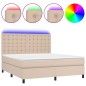 vidaXL Giroletto Molle Materasso e LED Cappuccino 160x200cm Similpelle vidaXL Giroletto Molle Materasso e LED Cappuccino 160x200cm Similpelle