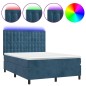 vidaXL Letto a Molle con Materasso e LED Blu Scuro 140x190 cm vidaXL Letto a Molle con Materasso e LED Blu Scuro 140x190 cm
