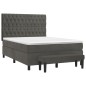 vidaXL Giroletto a Molle con Materasso Grigio Scuro 140x190 cm Velluto