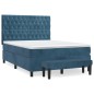 vidaXL Giroletto a Molle con Materasso Blu Scuro 140x200 cm in Velluto