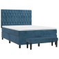 vidaXL Giroletto a Molle con Materasso Blu Scuro 140x200 cm in Velluto