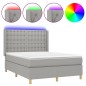 vidaXL Letto a Molle Materasso e LED Grigio Chiaro 140x190 cm Tessuto vidaXL Letto a Molle Materasso e LED Grigio Chiaro 140x190 cm Tessuto